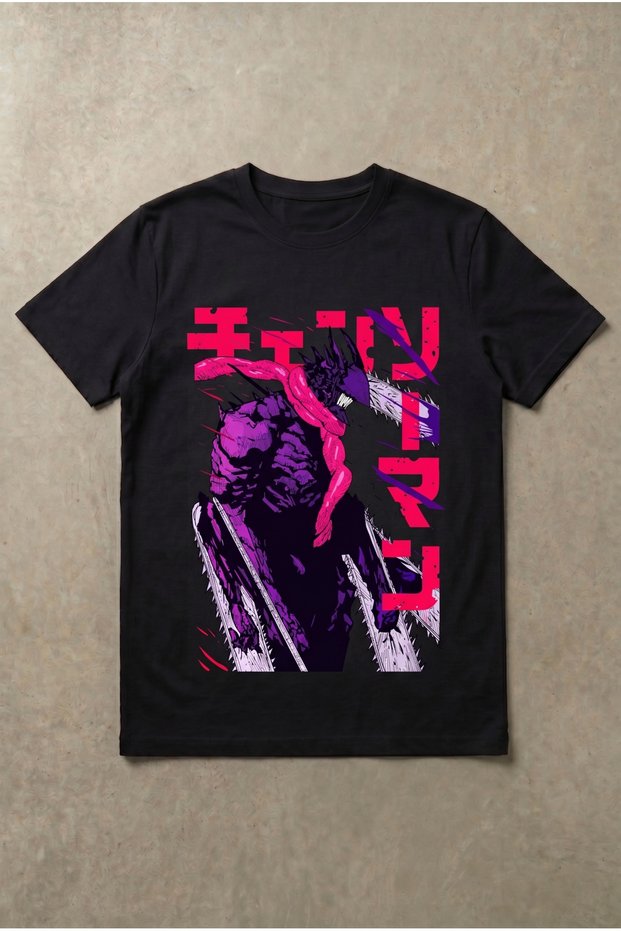 Chainsaw Man Denji Character Design Black and White Standard Fit Anime T-Shirt