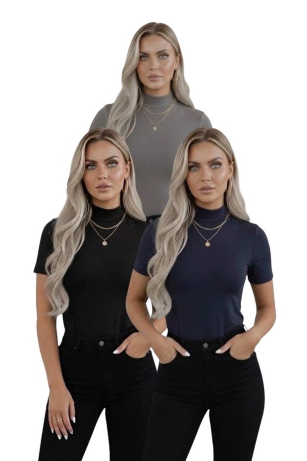 Women's 3-Piece Viscose Body Half Turtleneck Half Sleeve