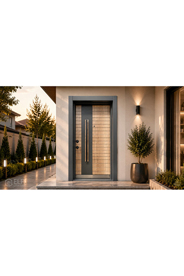 Laminox Çelik Kapı – Modern Ahşap Desenli Model 07