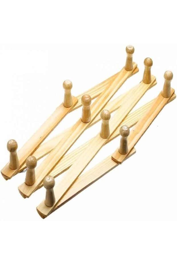 Extendable Accordion Wooden Wall-Hanger Clothes Expansion Rack (10 Pegs)