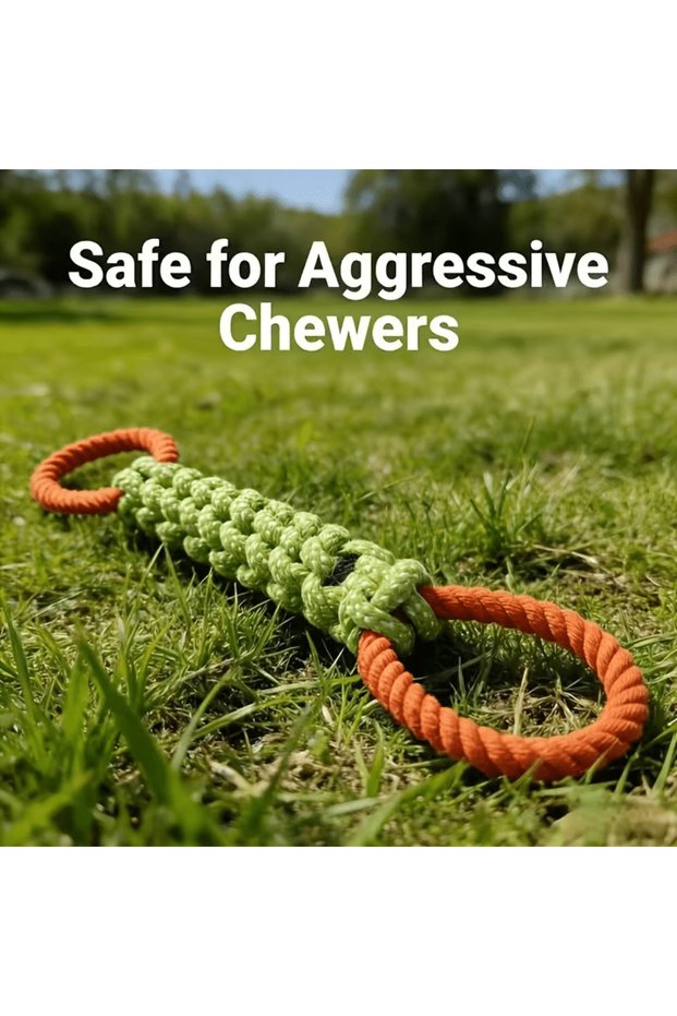 WHITE Handwoven Pet Dog Toy for Teeth Cleaning And Chew Fun Random Color Natural Bite Rope Dog Playt