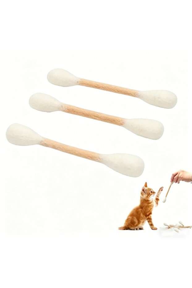 white-3pcs Creative Large Cotton Swab Shaped Catnip Toy 6-pack Giant Kitten Grinding Biting Stick Du