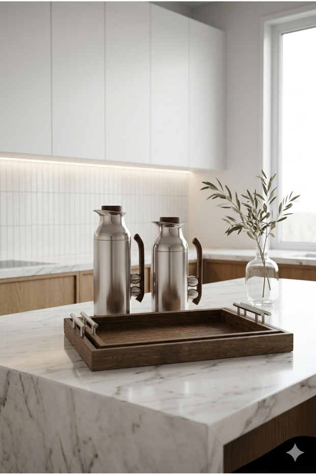 Luxury tea and coffee thermos set with serving trays
