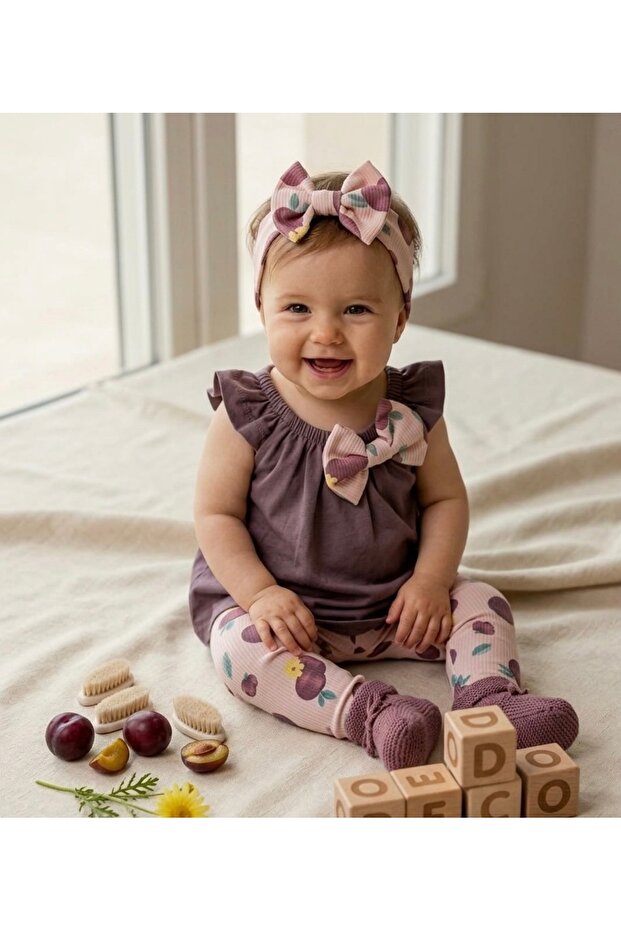 Girl's Summer Bowknot Bandana 2-Piece Top and Bottom Set
