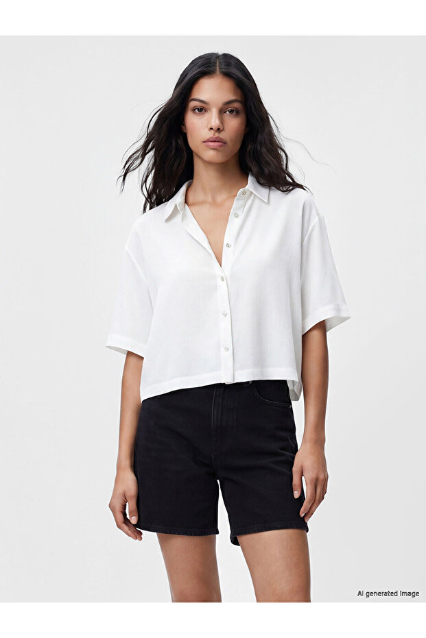 Nevavm Linen Blend Crop Women's Shirt with a Difference