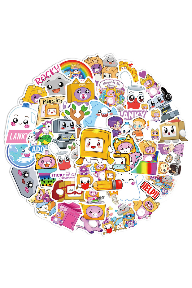 50pcs 50Pcs Lankybox Graffiti Stickers For Water Bottle Laptop Phone Bicycle Luggage Case Skateboard