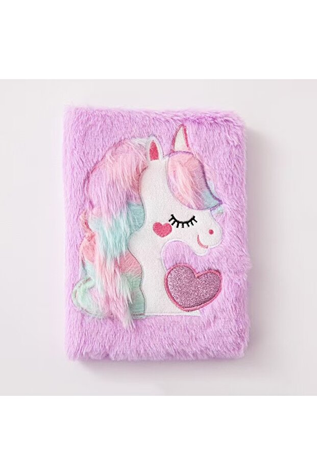A5 Puple 1PC A5 Unicorn Plush Notebook Macaron Girl Heart Diary Student Cartoon Handbook Adhesive Ed