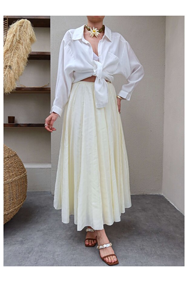 Flared Zippered Long Skirt