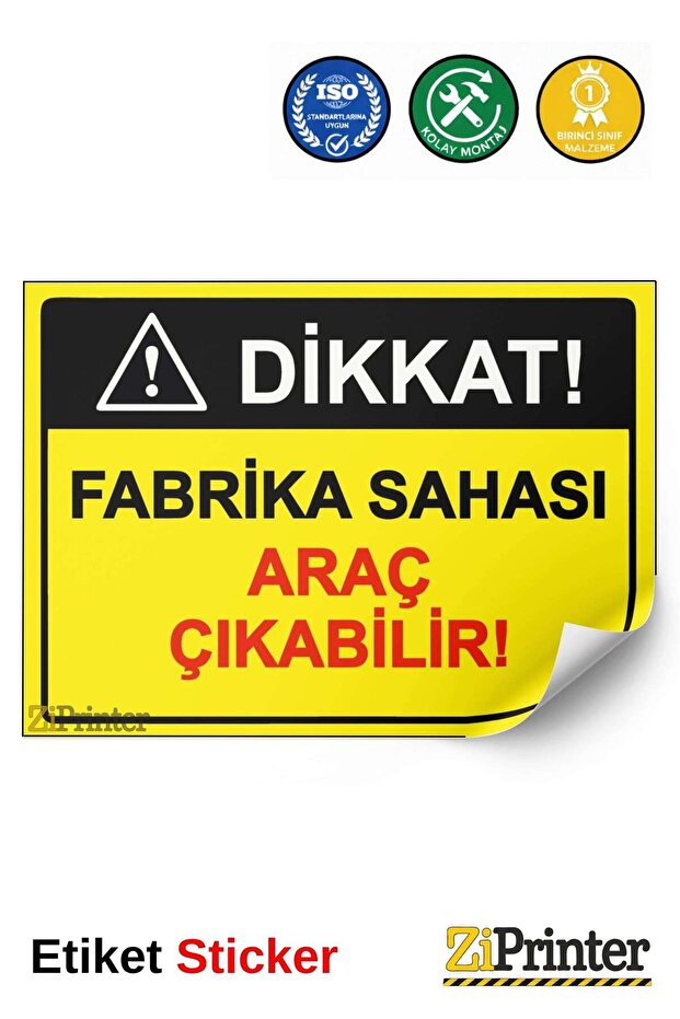 Attention! Factory Site Vehicles Can Be Driven! Isg Warning Sign Sticker 50X70 cm