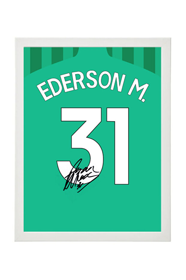 Ederson Autographed Jersey 2023-24 Poster with Frame 30x40cm
