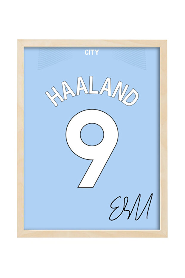 Erling Haaland Autographed Jersey 2023-24 Poster with Frame 30x40cm