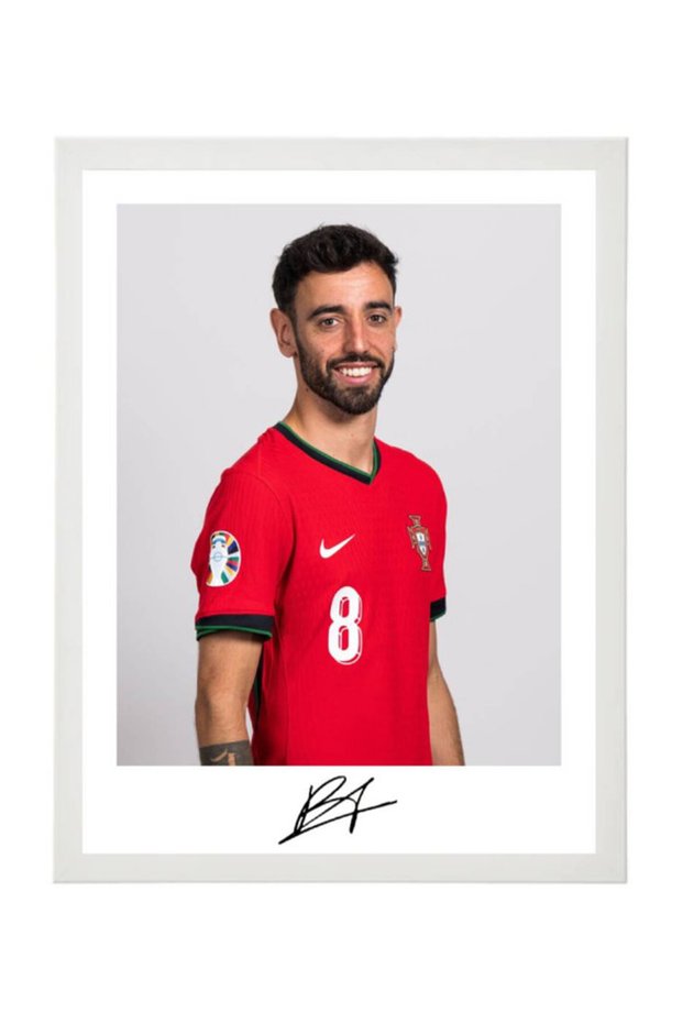 Bruno Fernandes, Portugal, Euro 2024, Soccer Gift , Autographed Poster with Frame 30x40cm