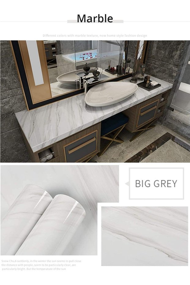 ® Marble wallpaper measuring 60 x 500cm, bedroom wallpaper made of PVC suitable for living rooms