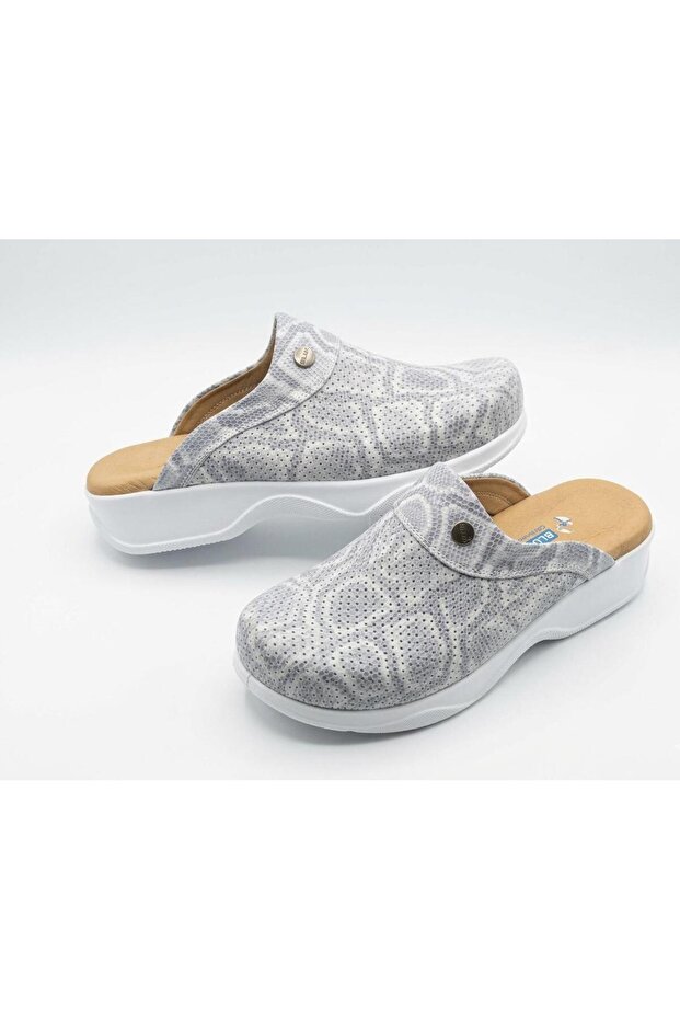 Patterned Genuine Leather Women's Orthopedic and Anatomical Structured Comfortable and Casual Slippers (for Home, Work, Street, Travel)
