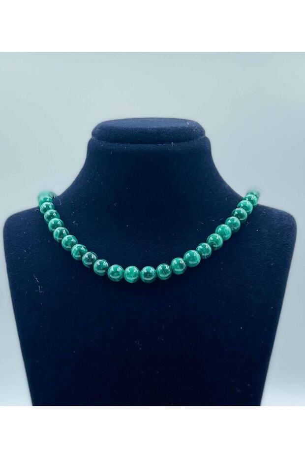 Malachite A Quality Natural Stone Necklace 6 Mm Sphere Cut