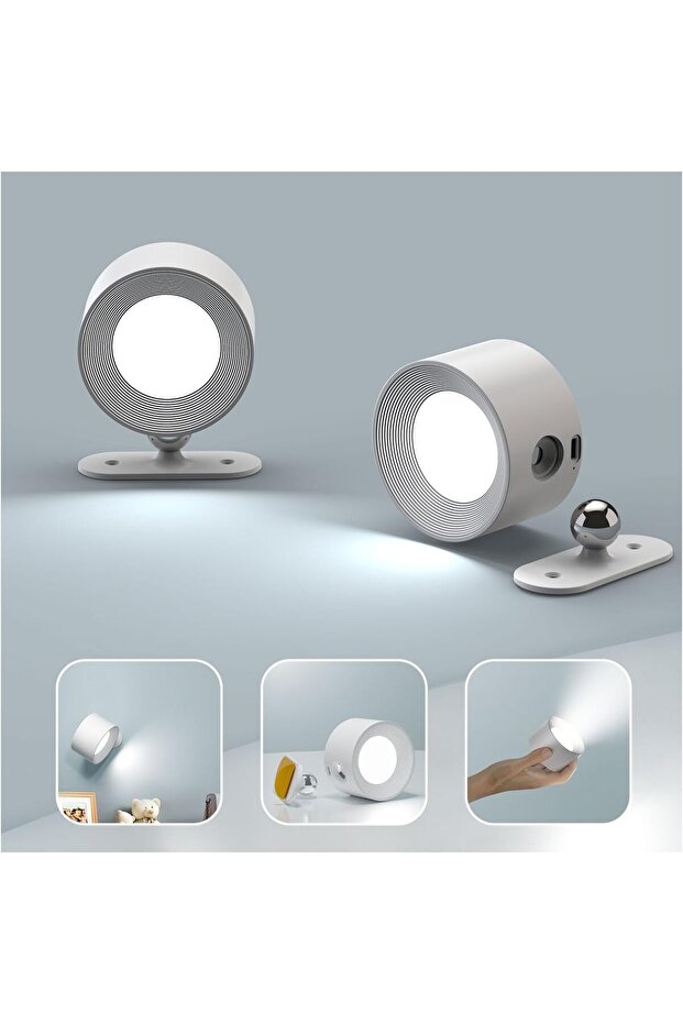 LED Wall Light, 2Pack Wall Lamp with 3 Color Modes 3 Brightness Levels 360°Rotate Magnetic Touch Control, Battery Operated Wall Lights for Living Room Bedroom Reading