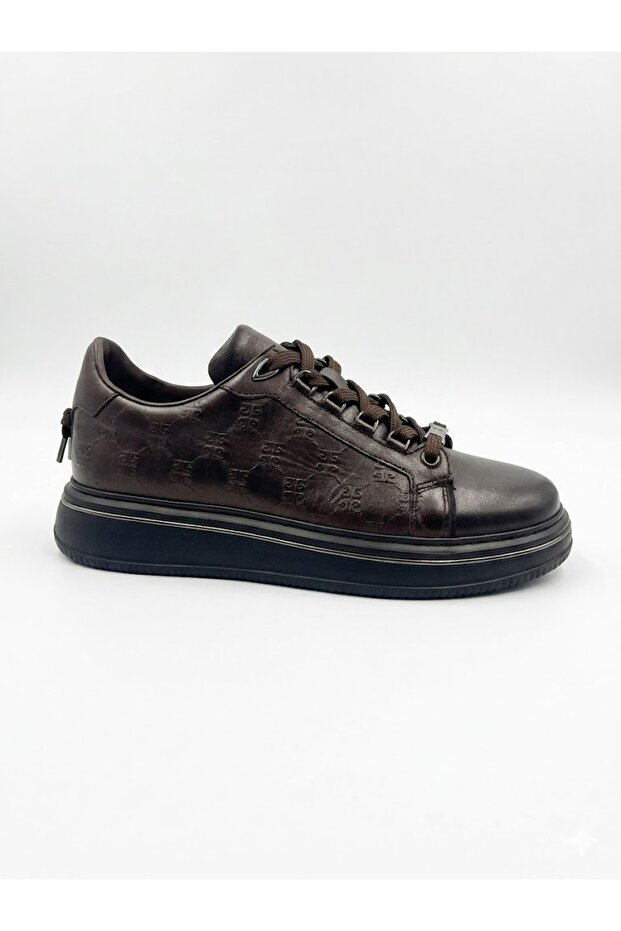 Patterned Brown Leather Men's