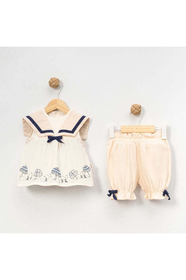 Baby Girl 2-Piece Sailor Muslin Set with Shorts 3-18 Months
