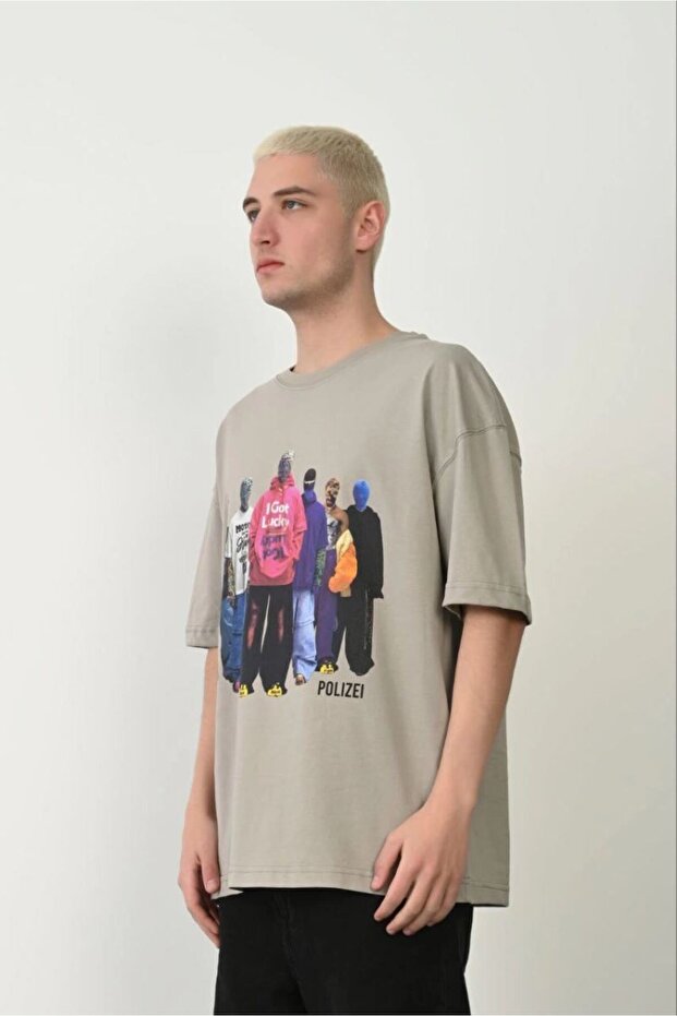 Men's Printed T-Shirt Short Sleeve Crew Neck Relaxed Fit Tee - Dyed Gray