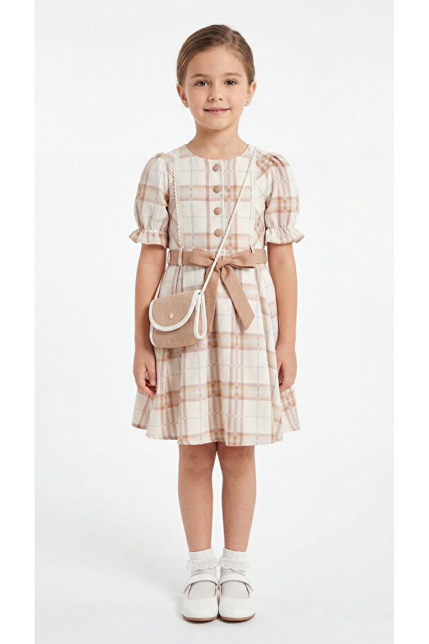 Girl's Dress with Buttoned Bag