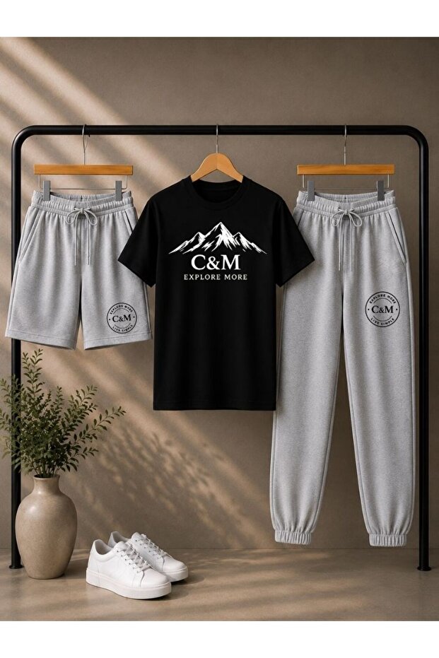 C&M Unisex Printed Shorts & Sweatpants Set