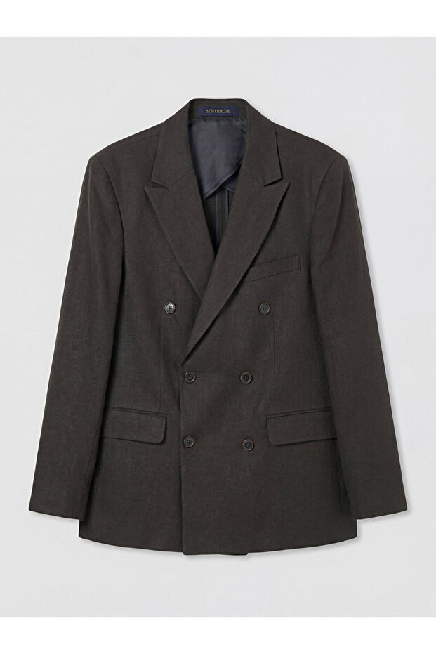 Brown standard fit men's linen blazer jacket from güli̇s store