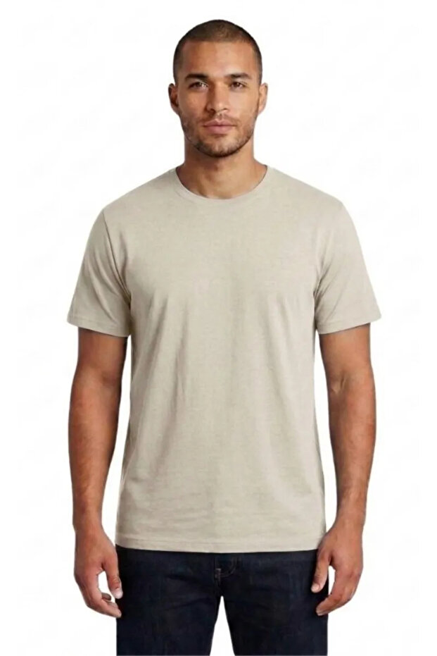 O Neck Basic Men's T-Shirt 100-03 Stone
