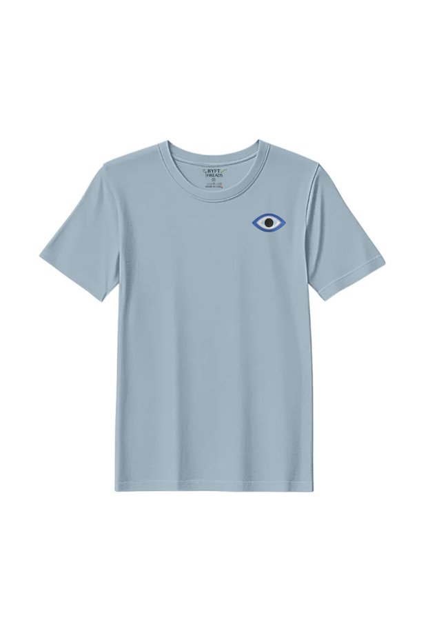 T-Shirt - Evil Eye Embroidered Design, Premium Polycotton, Breathable Unisex Casual & Festive Wear for Men & Women
