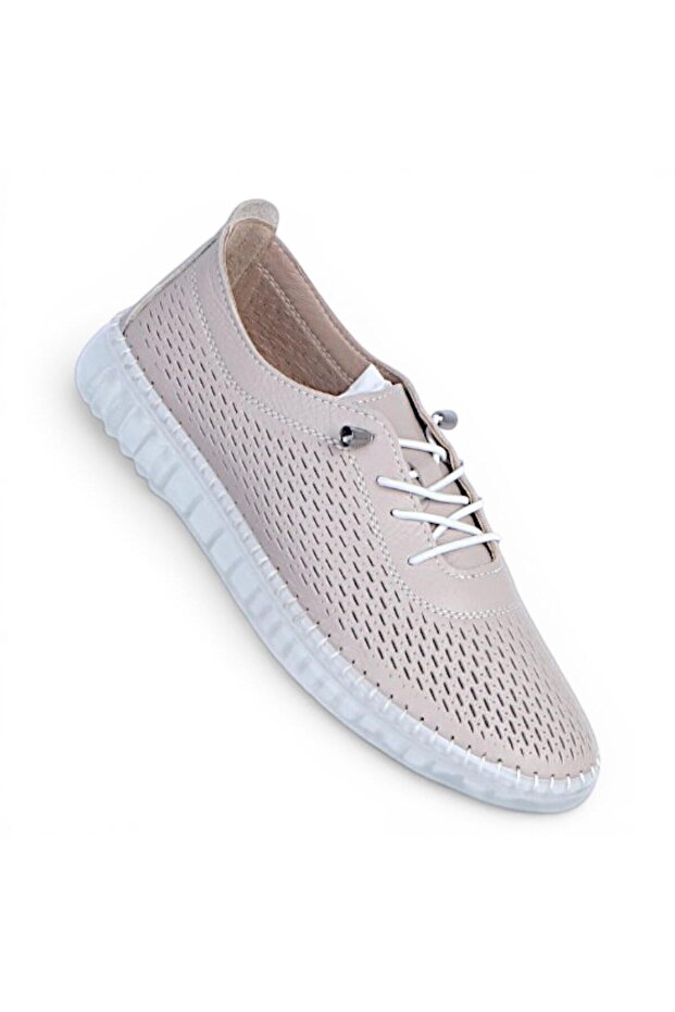 C13 Cream Genuine Leather Women's Casual Shoes
