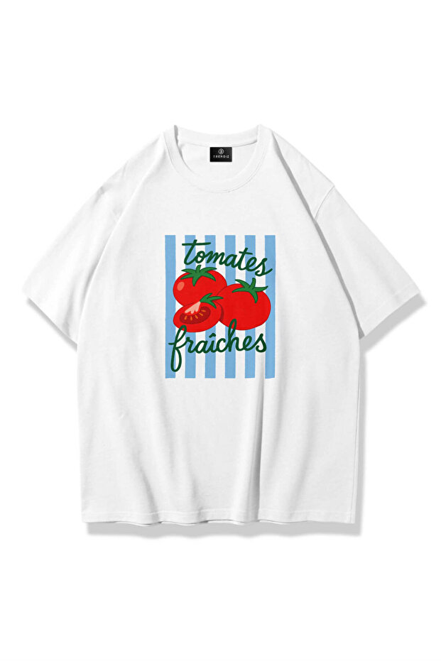 Unisex Tomates Fraiches Tshirt White