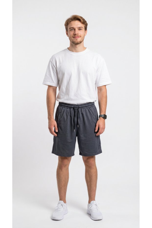Men's Smoked Sports Shorts with Back Zipper Detail, Breathable, Sweat-Wicking, Quick-Drying, Flexible, Air-Permeable Fabric