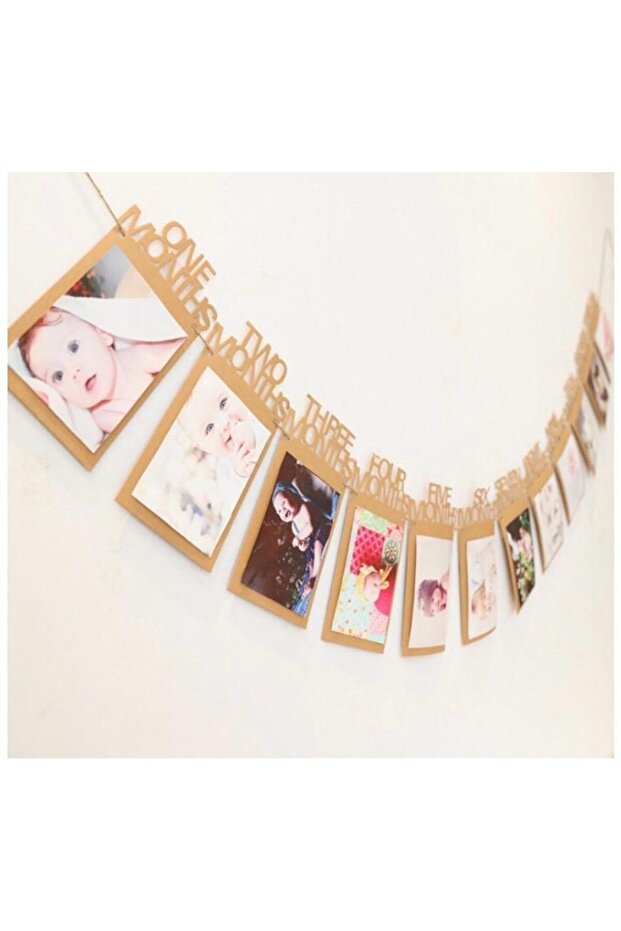Bebek 1-12 Ay Fotoğraf Çerçevesi 6mm Kalın MDF Tablo | Yenidoğan Anı Panosu | Baby Shower Hediyesi - 2