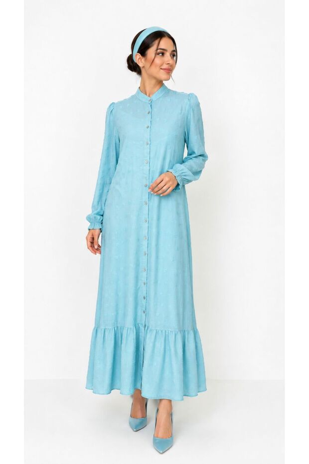 Buttoned Comfortable Fit Long Dress
