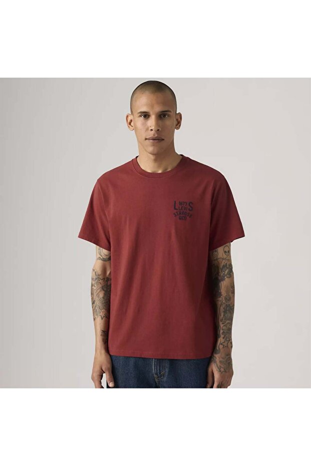تي شيرت Ss Relaxed Fit للرجال باللون الأحمر