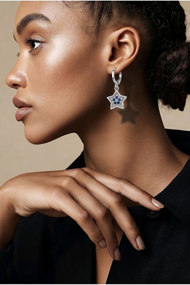 Figured Silver Color Zircon Stone Earrings