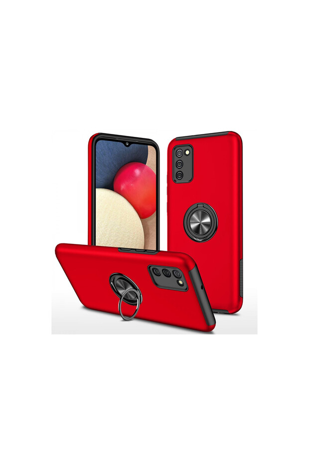 Samsung Galaxy A02S Compatible Case with Elite Ring Cover - Red