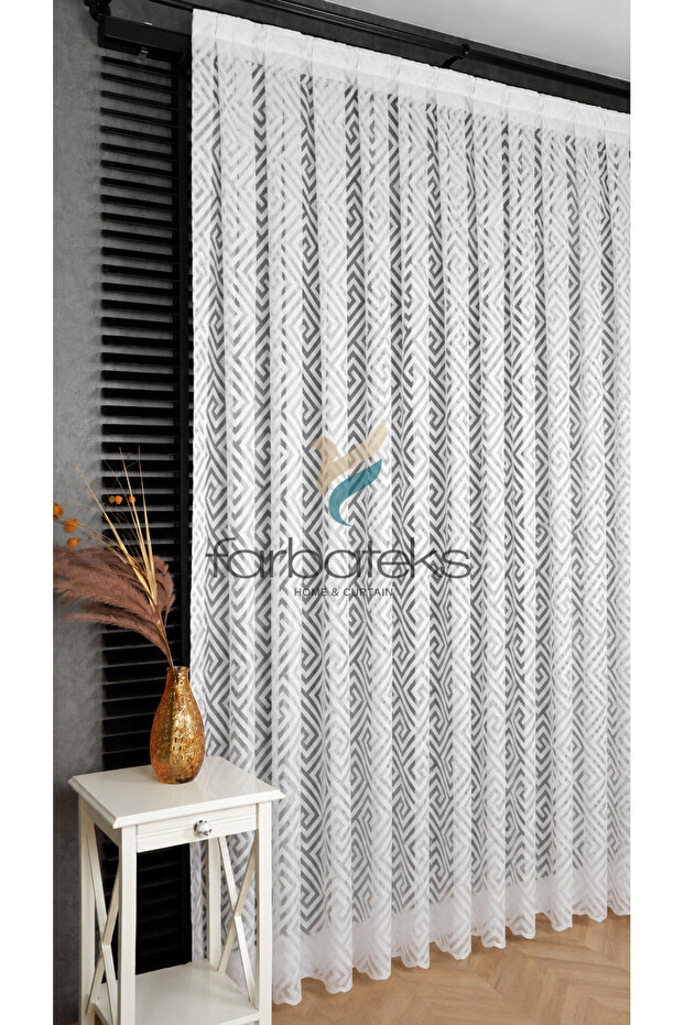 Vesta Modern Pattern Non-Ironing Non-Wrinkle 2 Layer Pleated Tulle Curtain