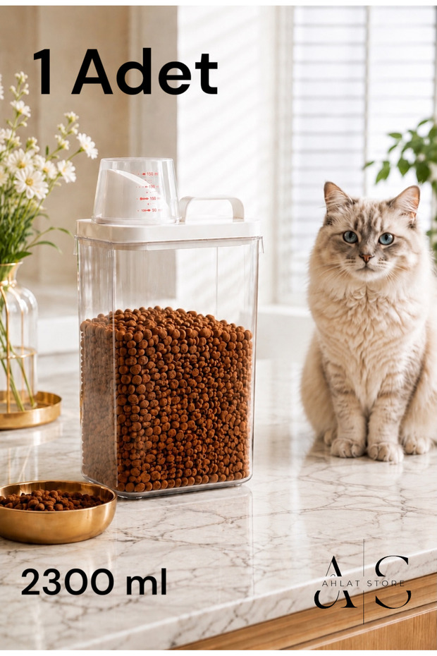 2300ml Cat Food Storage Container Leak-Proof Double Seal with Scale and Large Chamber Bpa Free