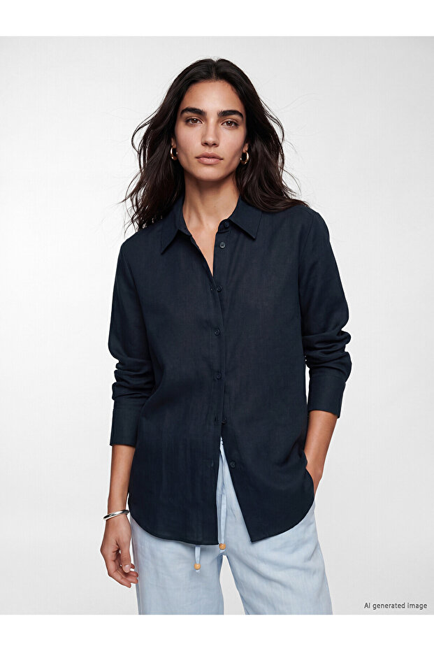 Nevavm Linen Blend Oversize Women's Shirt with a Difference