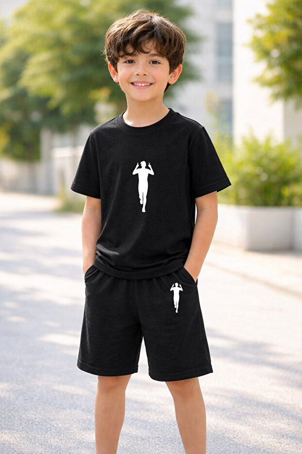 Boy's Shorts Set Printed Cotton Summer Comfortable Fit Sports Combination