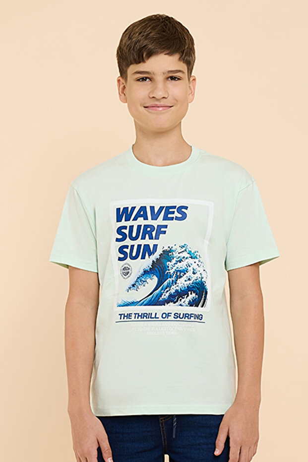 Printed T-Shirt with Crew Neck and Short Sleeves