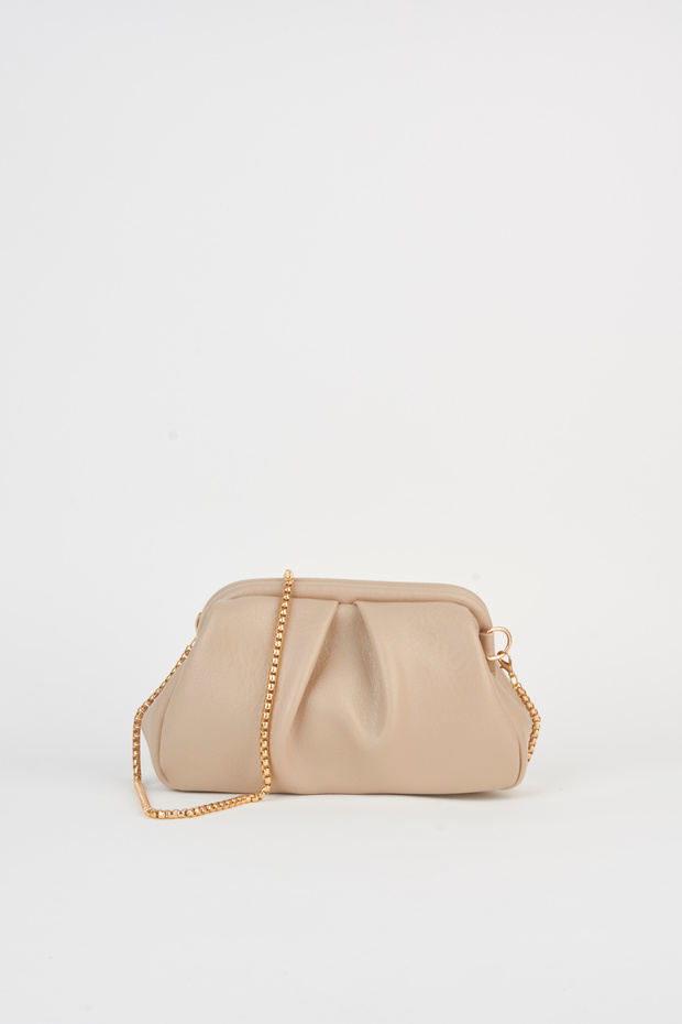 Women's Orchid Mink Lined Handbag and Shoulder Bag with Removable Chain Strap
