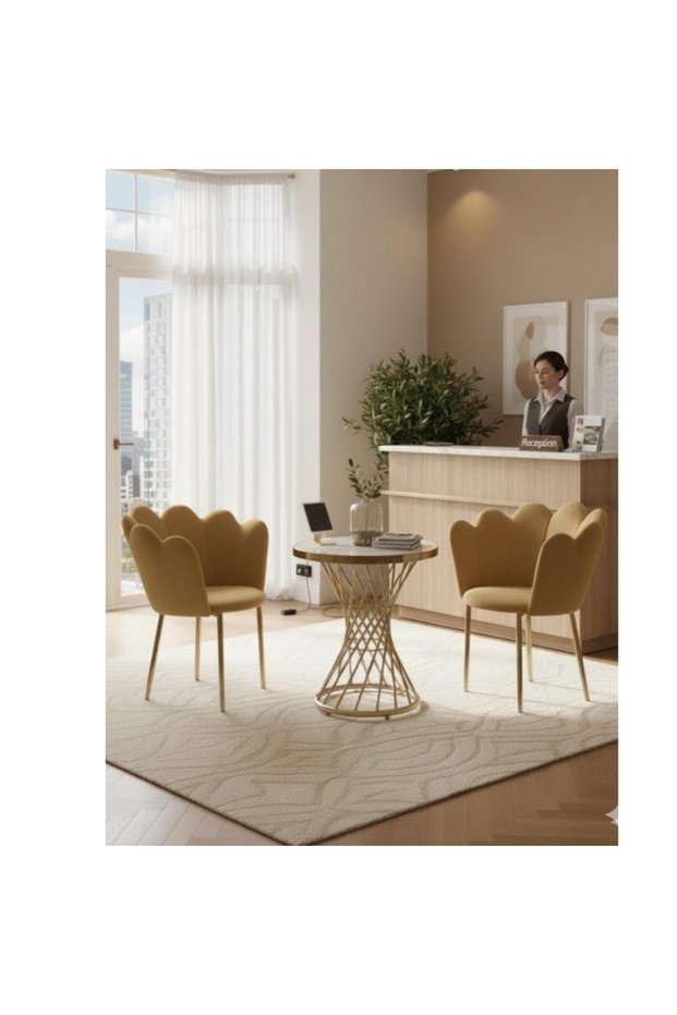 Elegant 3-piece cafe set two chair in a gray color and a round table with luxurious gold metal base ,chair( H78cm*w46cm*L60cm)table(H69cmW60cmL60cm)