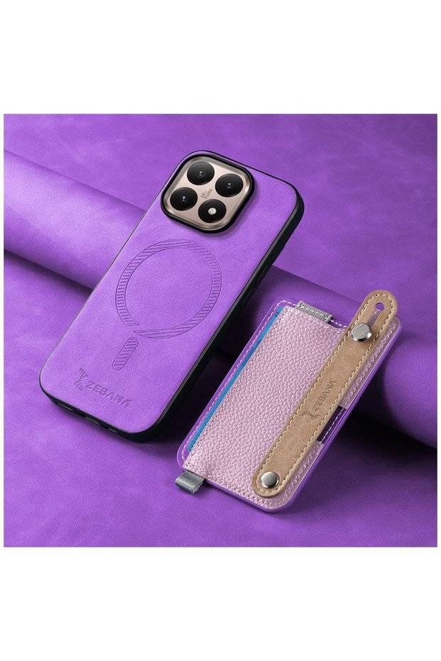 Xiaomi Mi 15t Compatible Case M-Safe 2in1 Best Leather Case with Card Holder Purple