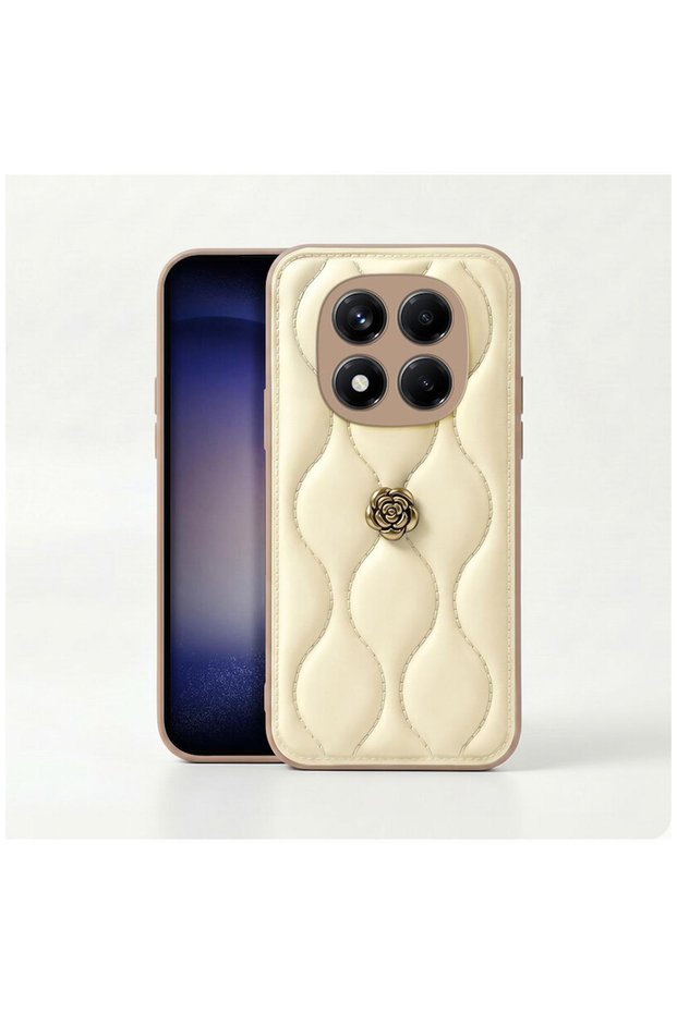 Xiaomi Redmi Note 15 Pro Plus 5g Compatible Case Camellia Leather Case Beige