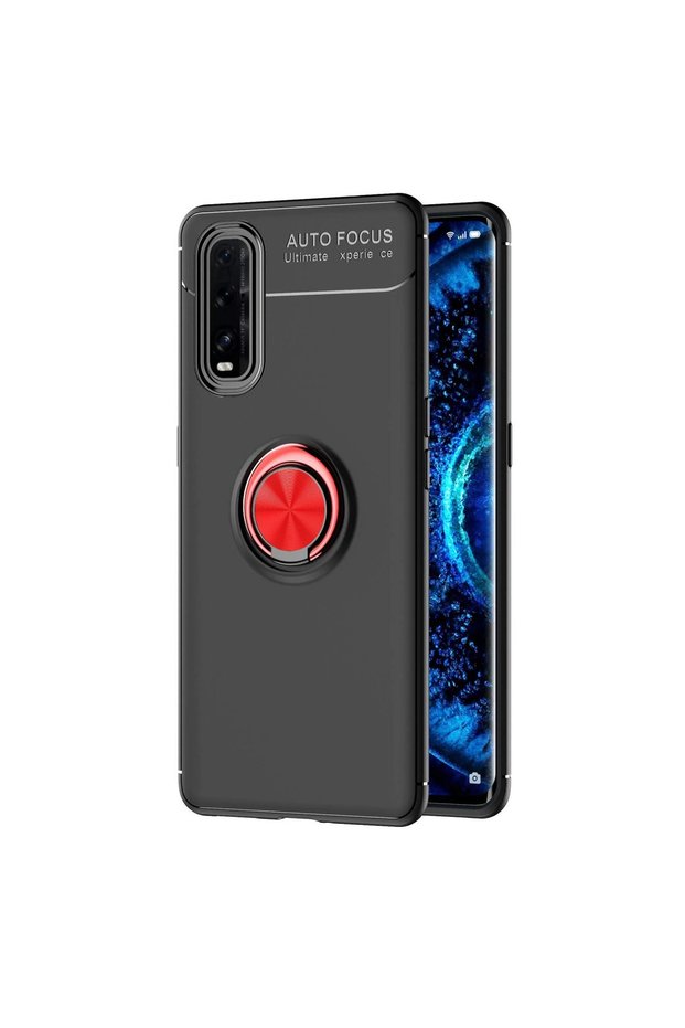 Find X2 Case Range Ring Silicone Compatible with Oppo - Black-Red