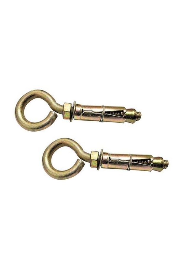 Heavy-Duty Eye Bolt Anchors, Zinc-Plated Steel, CLOSED HOOK (Pack-Of 2, 8mm)