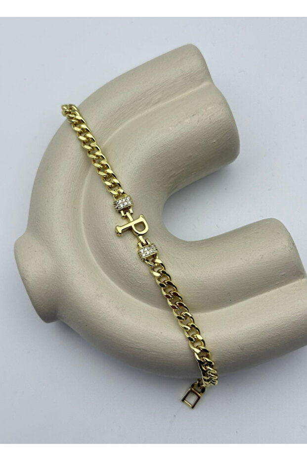 Vip gold p letter stone gourmet bracelet - 26vipb39
