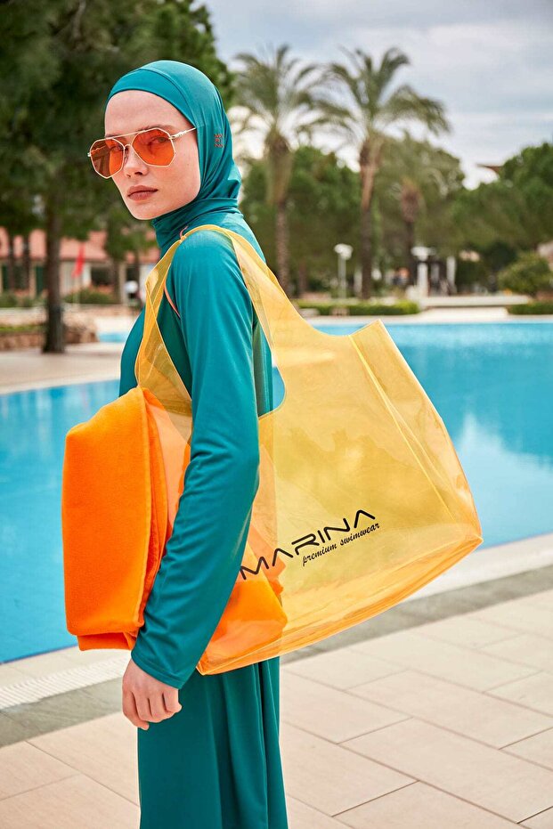 Orange Transparent Beach Bag C2406