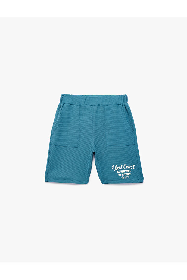 Cotton Printed Shorts with Elastic Waist and Pocket Detail